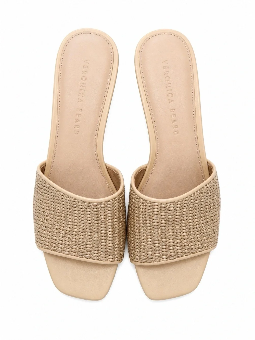 Veronica Beard Natural Woven Espadrille Wedge Mules